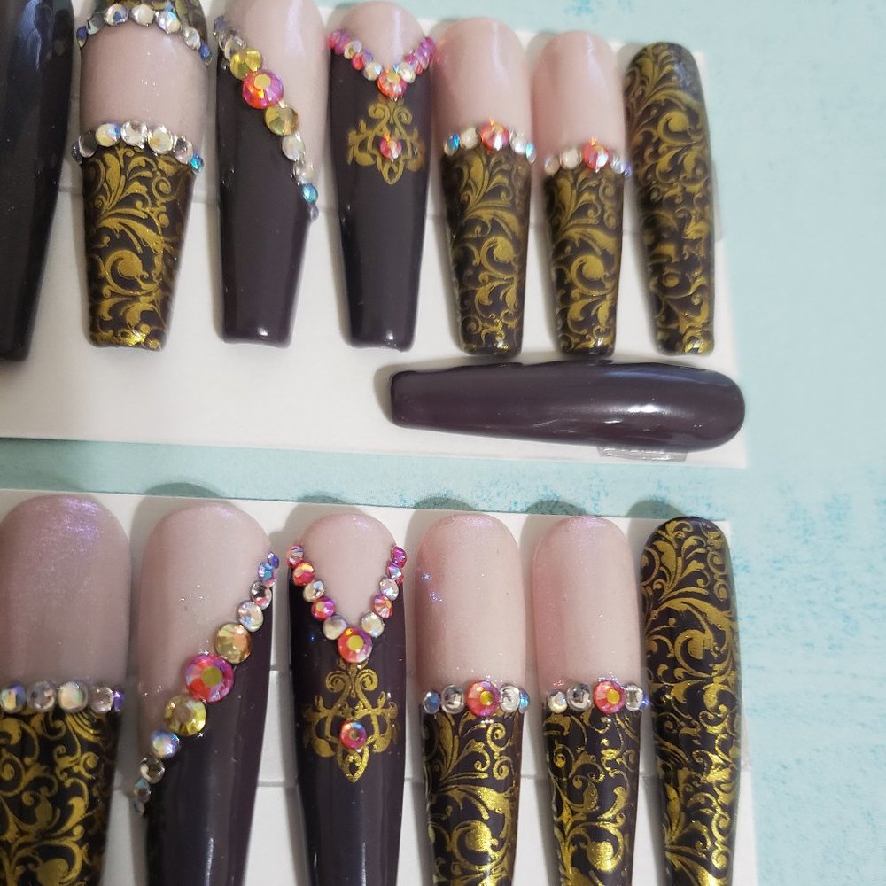 XXL Coffin-Ballerina Gel Press on Nails - Picture 3 of 5